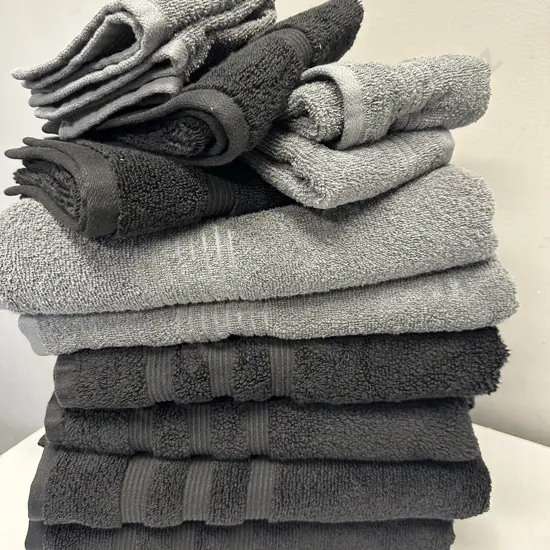Assorted Black & Grey Towels, Hand Towels & Face Cloths